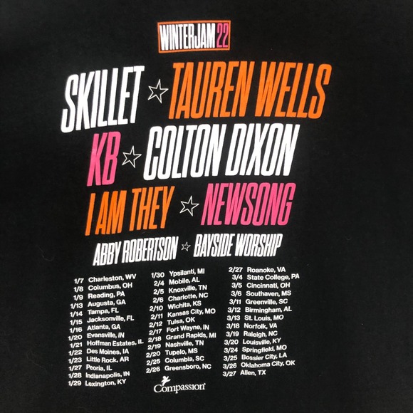 Winter Jam 22 Concert Tour T-Shirt Christian Music Black Delta Size Large - Picture 6 of 8